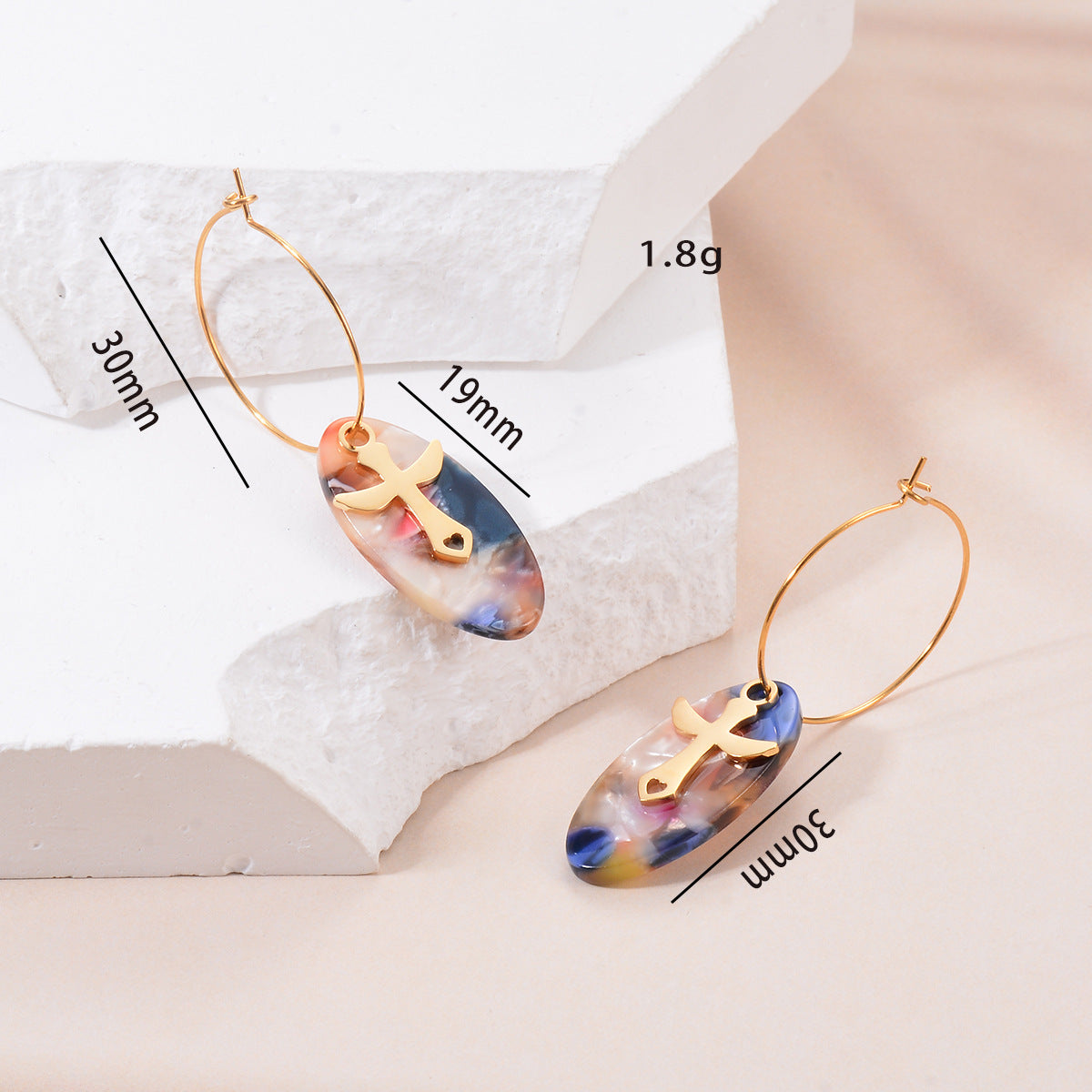 1 Pair Simple Style Geometric Plating Inlay Stainless Steel Acrylic Resin Drop Earrings