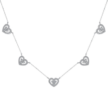 Simple Style Water Droplets Heart Shape Butterfly Sterling Silver Inlay Zircon Necklace