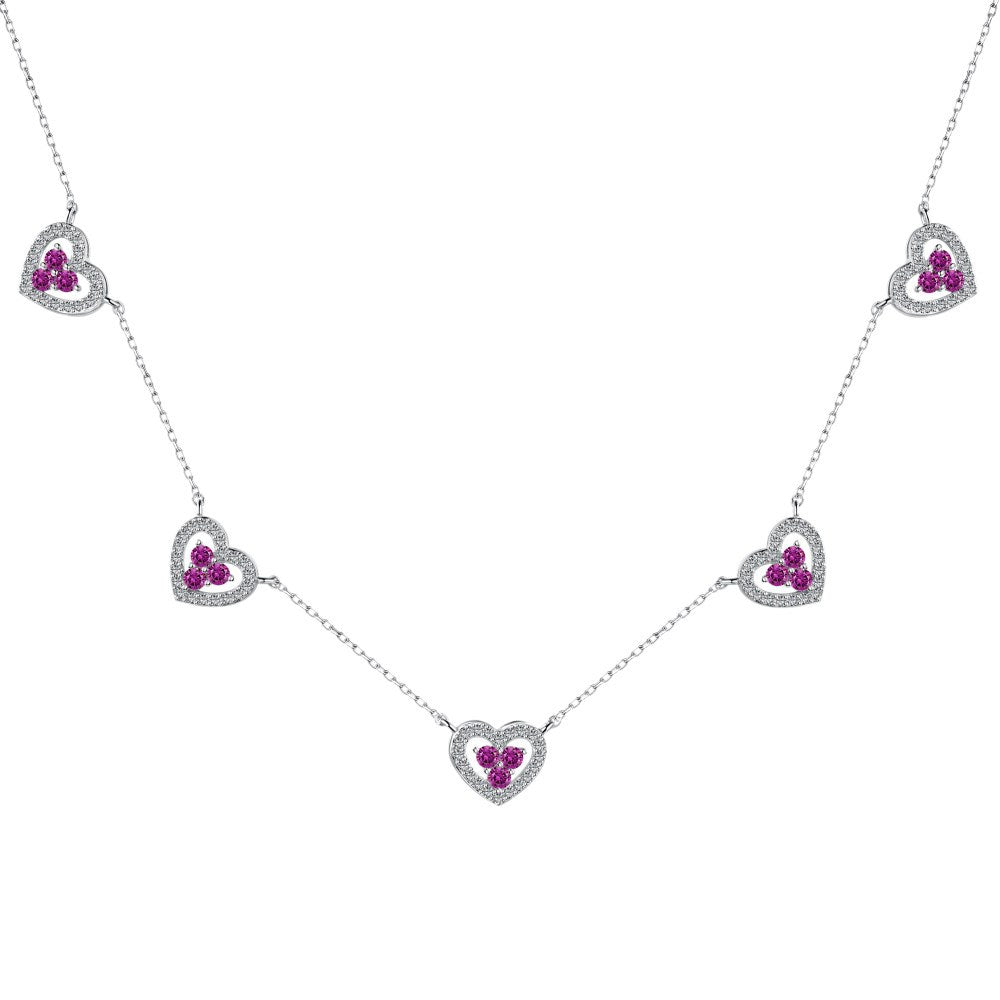 Simple Style Water Droplets Heart Shape Butterfly Sterling Silver Inlay Zircon Necklace