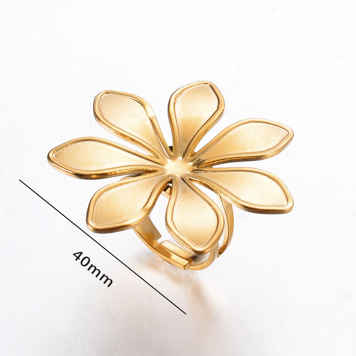 Exaggerated Flower Stainless Steel Plating Open Rings