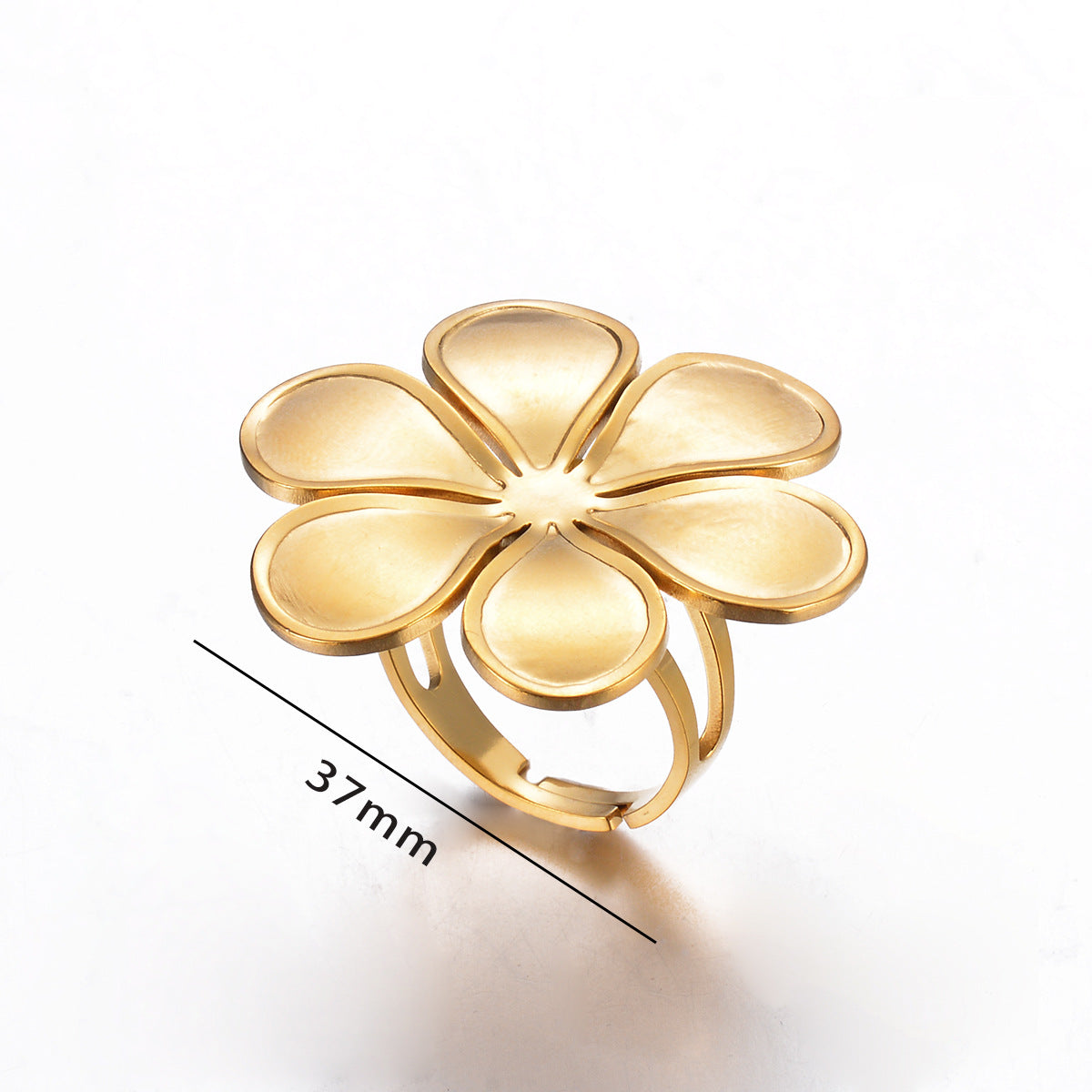 Exaggerated Flower Stainless Steel Plating Open Rings