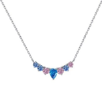 Simple Style Water Droplets Heart Shape Butterfly Sterling Silver Inlay Zircon Necklace