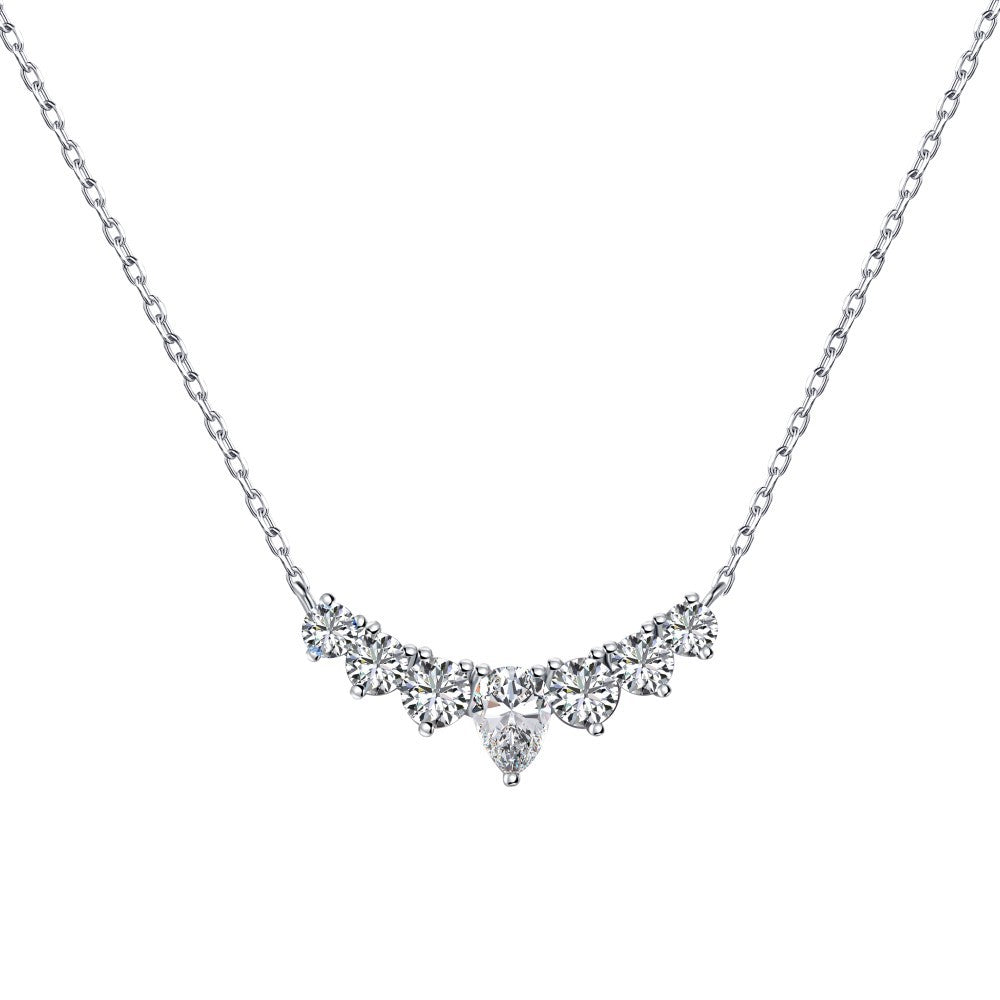 Simple Style Water Droplets Heart Shape Butterfly Sterling Silver Inlay Zircon Necklace