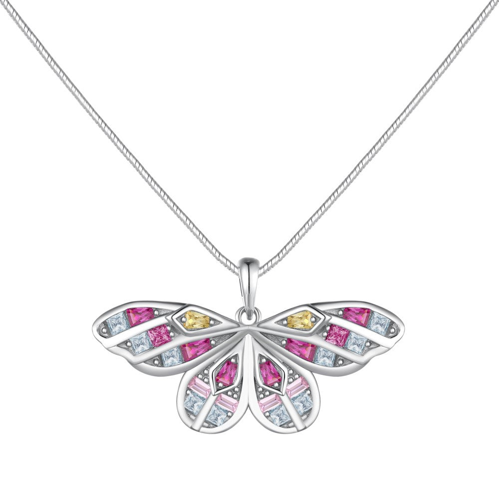 Simple Style Water Droplets Heart Shape Butterfly Sterling Silver Inlay Zircon Necklace