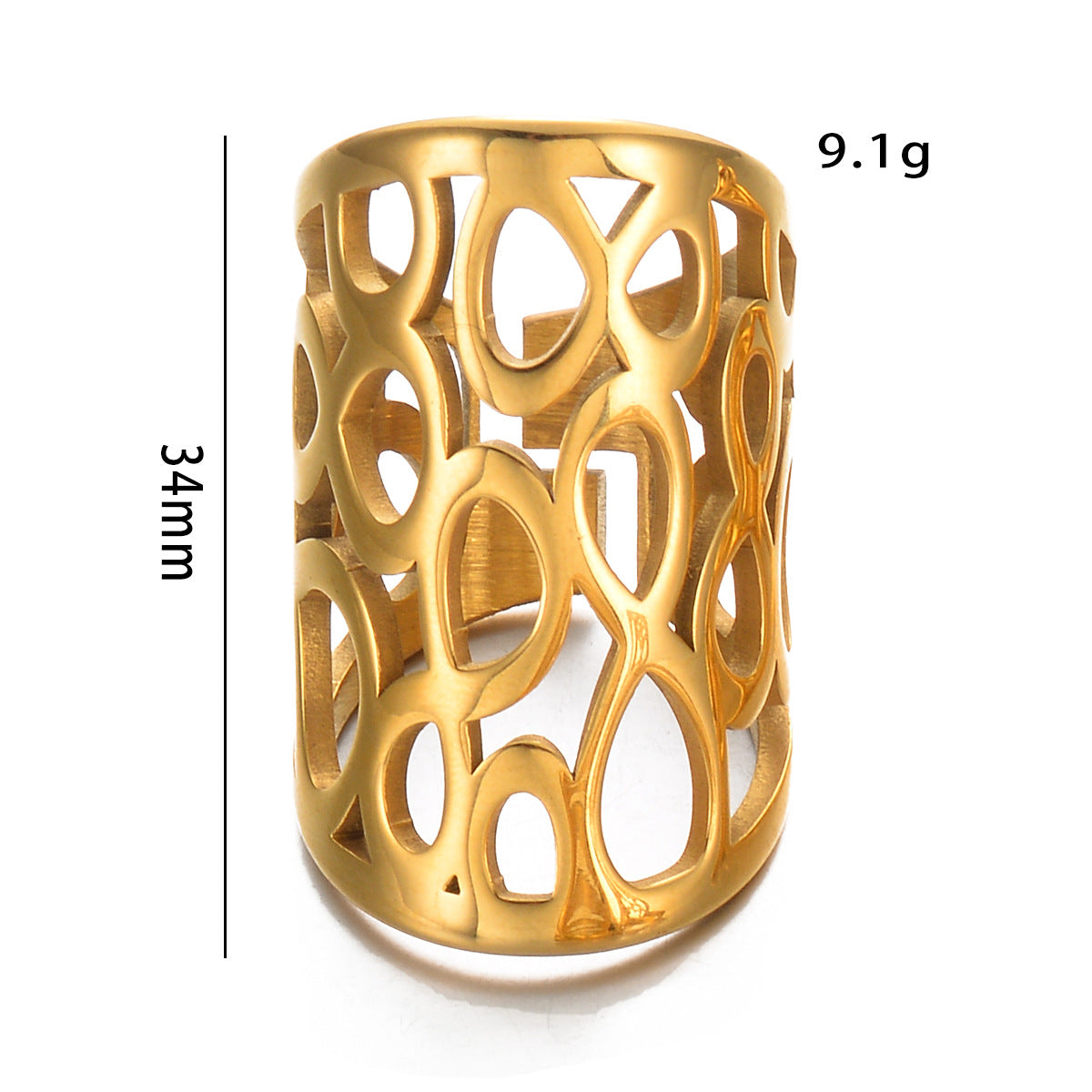 Glam Exaggerated Geometric Stainless Steel Plating Open Rings