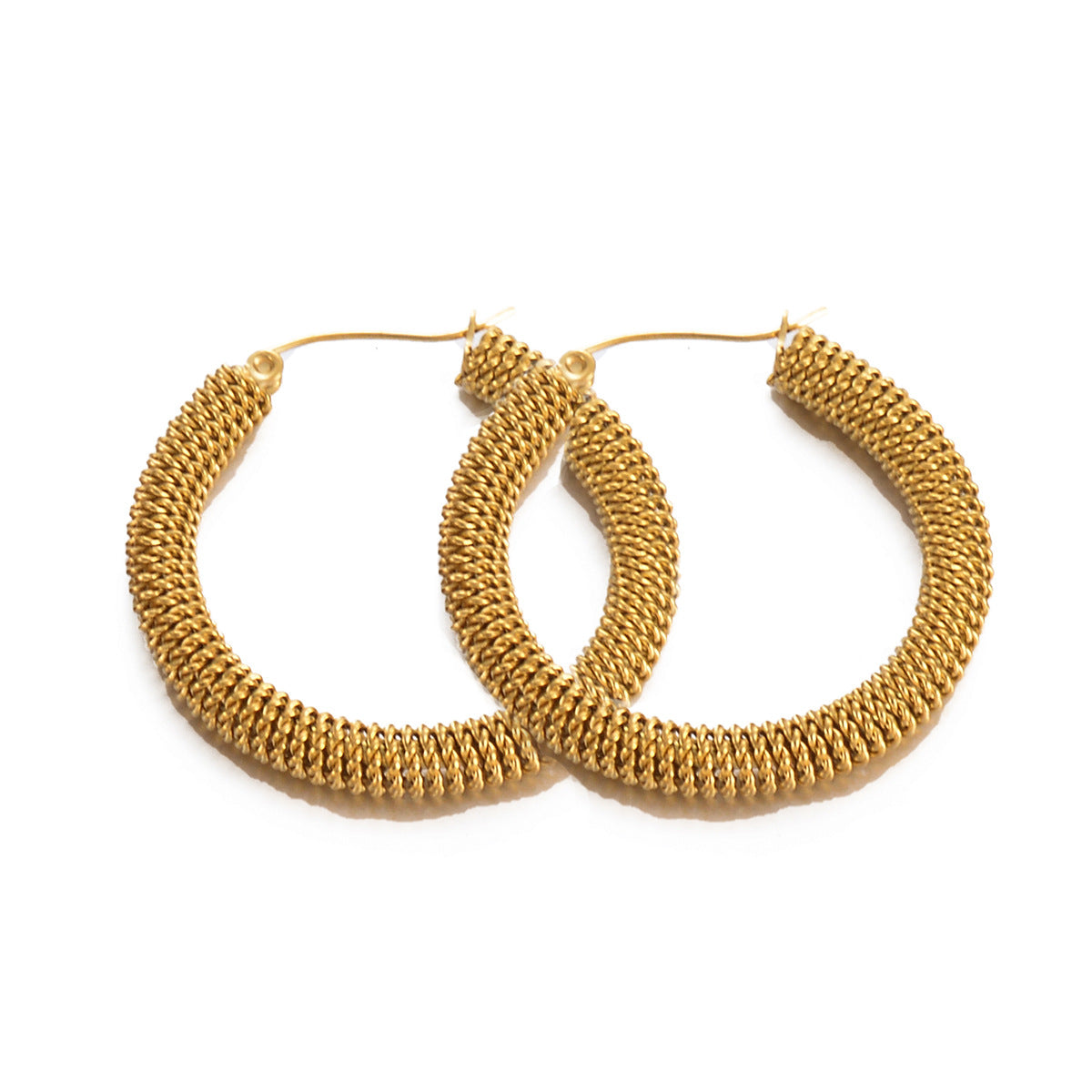 1 Pair Elegant Simple Style Geometric Irregular Plating Stainless Steel Hoop Earrings