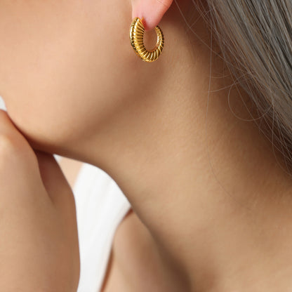 1 Pair Casual Simple Style Solid Color Plating Carving Titanium Steel 18k Gold Plated Ear Studs