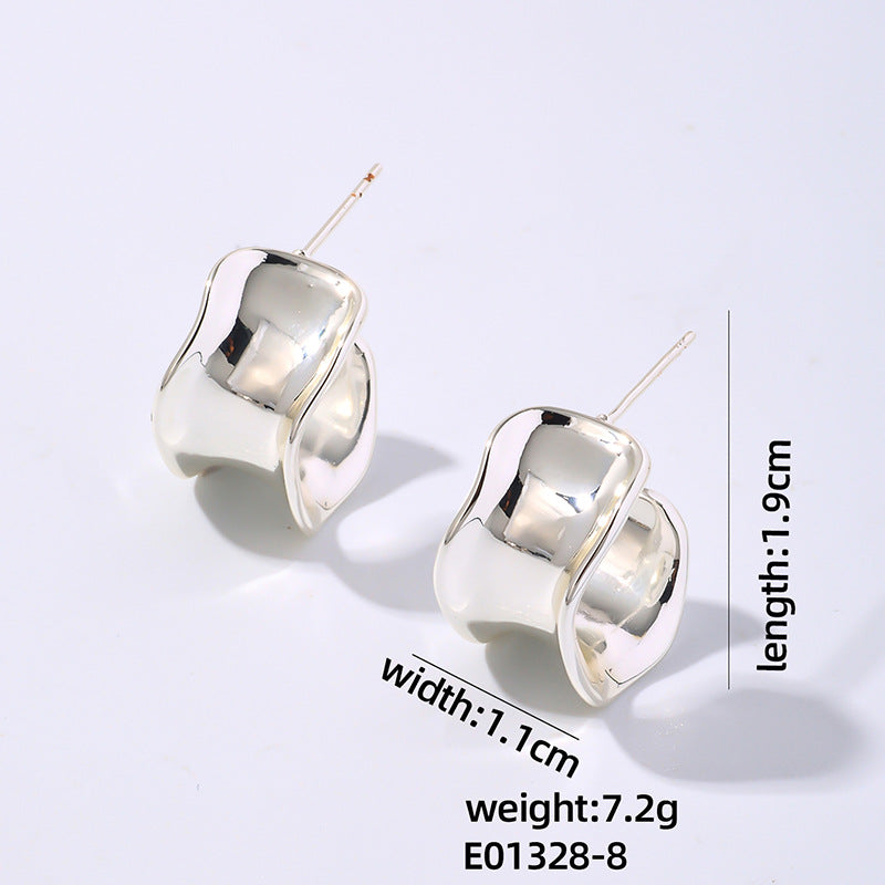 1 Pair Simple Style Geometric Plating Stainless Steel Hoop Earrings Drop Earrings