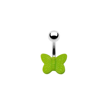 Cute Butterfly Stainless Steel Arylic White Gold Plated Belly Ring In Bulk