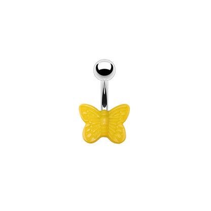 Cute Butterfly Stainless Steel Arylic White Gold Plated Belly Ring In Bulk