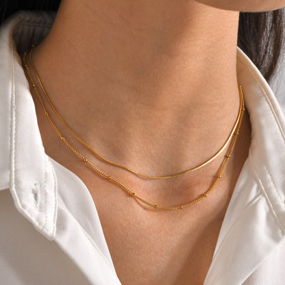 Ig Style Simple Style Solid Color Stainless Steel Plating 18k Gold Plated Double Layer Necklaces