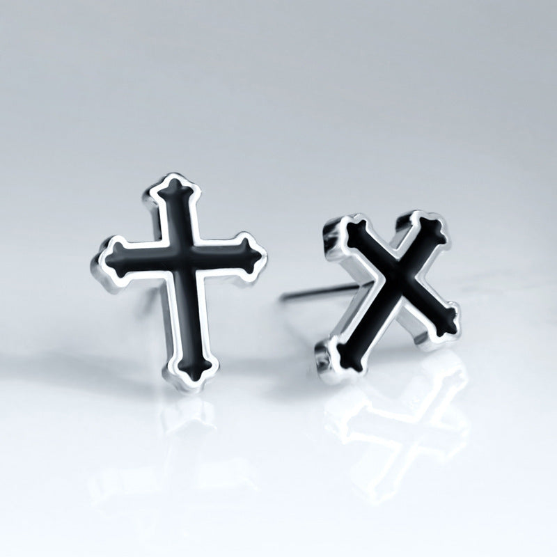 1 Pair Hip-hop Simple Style Cross Epoxy Copper Ear Studs