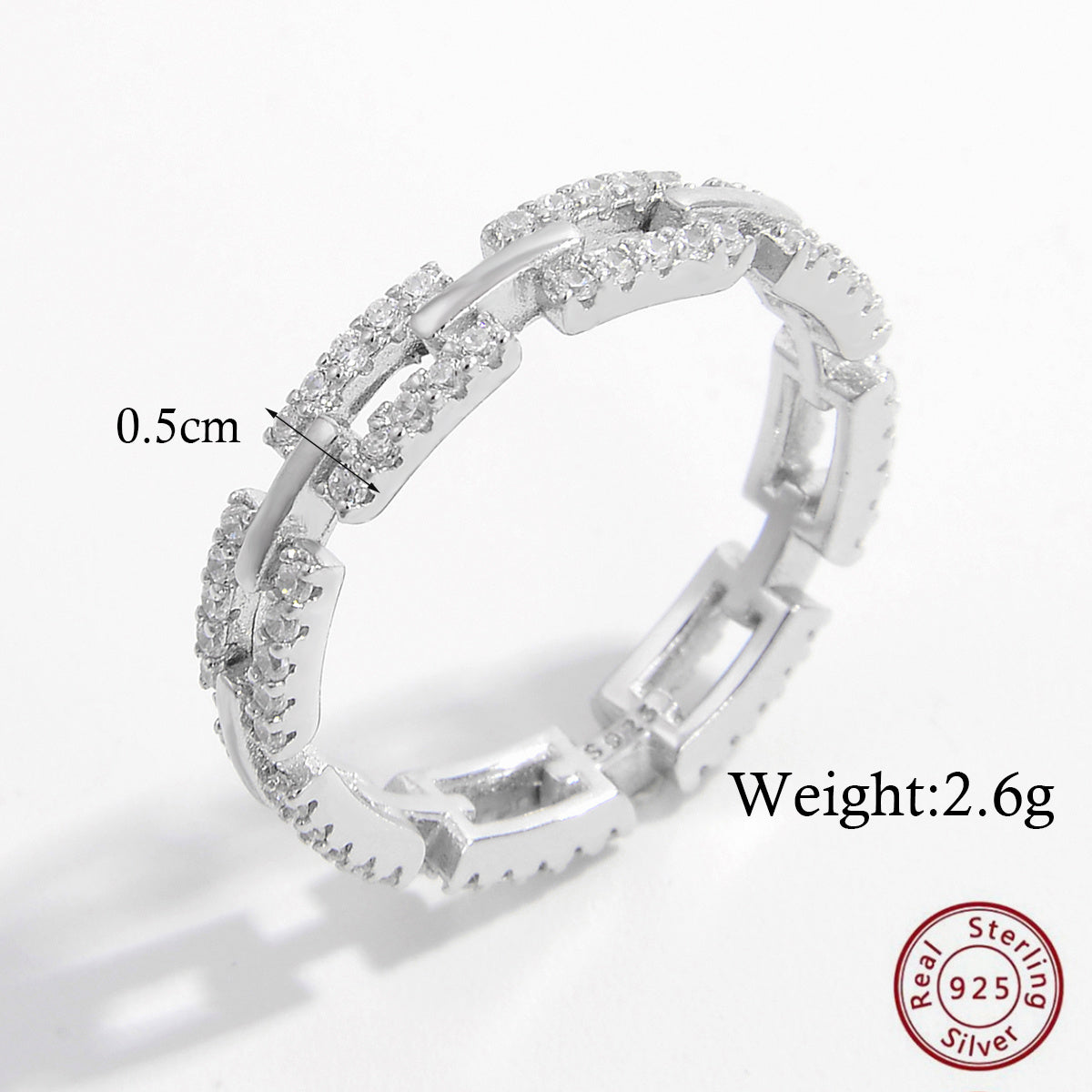 Elegant Simple Style Solid Color Sterling Silver Plating Inlay Zircon White Gold Plated Rhodium Plated Rings