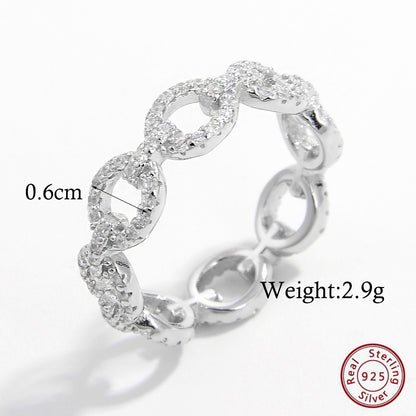 Elegant Simple Style Solid Color Sterling Silver Plating Inlay Zircon White Gold Plated Rhodium Plated Rings