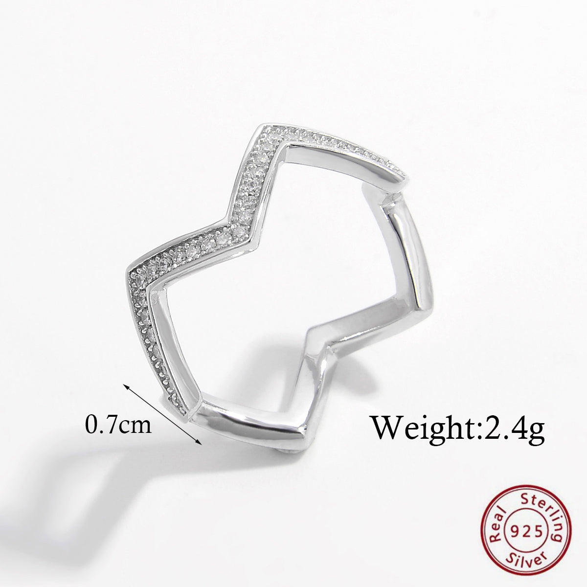 Elegant Simple Style Solid Color Sterling Silver Plating Inlay Zircon White Gold Plated Rhodium Plated Rings