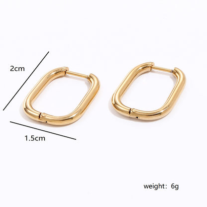 Fashion Simple Creative Ornament Electroplated 18k Gold Oval Stainless Steel Earrings