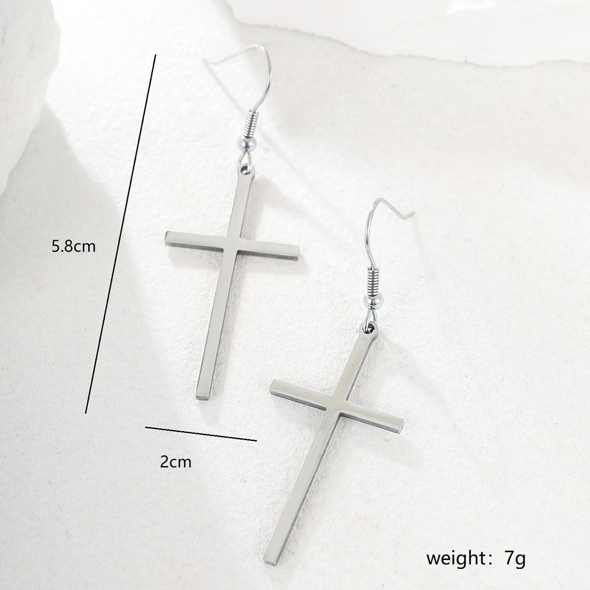 1 Pair Simple Style Cross Plating Stainless Steel Zircon 18k Gold Plated Silver Plated Ear Hook