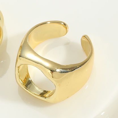 Simple Style Geometric Copper Plating 14k Gold Plated Open Rings