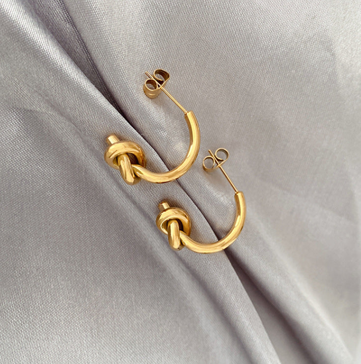 1 Pair Simple Style Classic Style Solid Color Plating Titanium Steel 18k Gold Plated Ear Studs