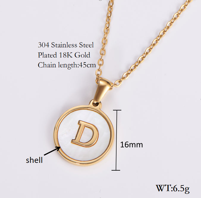 Simple Style Letter Shell Pendant Necklace