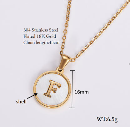 Simple Style Letter Shell Pendant Necklace