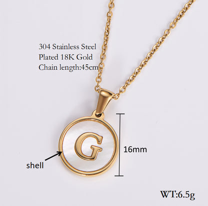 Simple Style Letter Shell Pendant Necklace