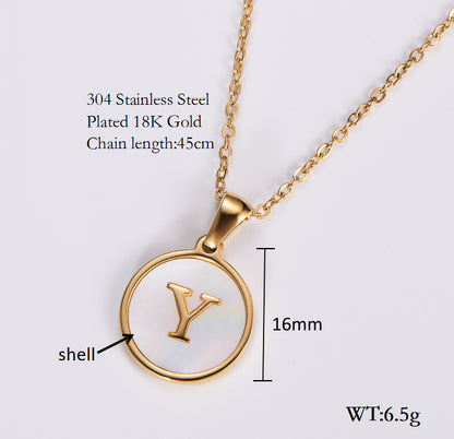 Simple Style Letter Shell Pendant Necklace