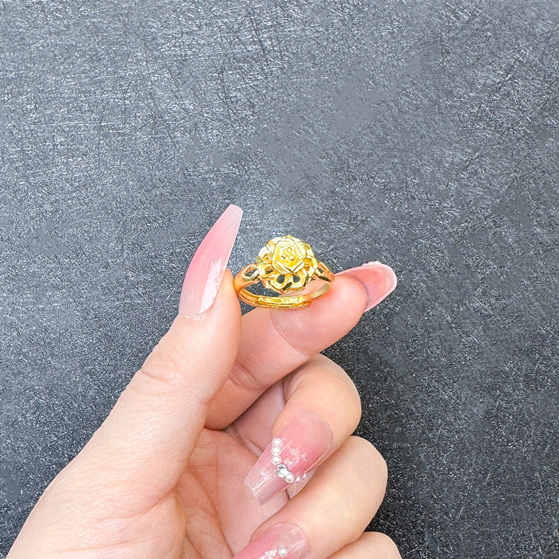 1 Piece Simple Style Flower Brass Plating Open Ring