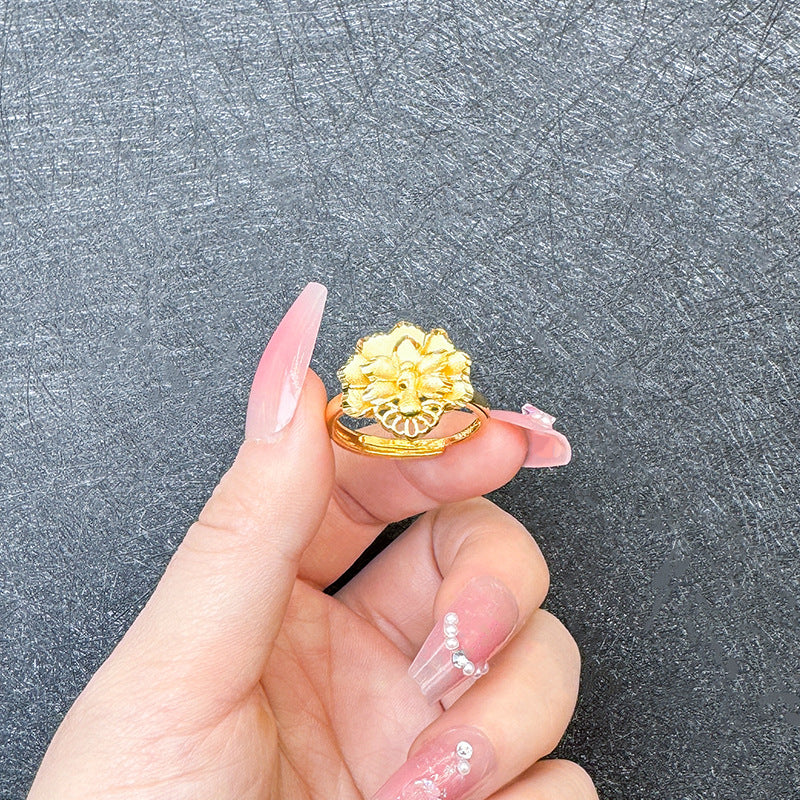 1 Piece Simple Style Flower Brass Plating Open Ring