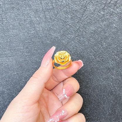 1 Piece Simple Style Flower Brass Plating Open Ring