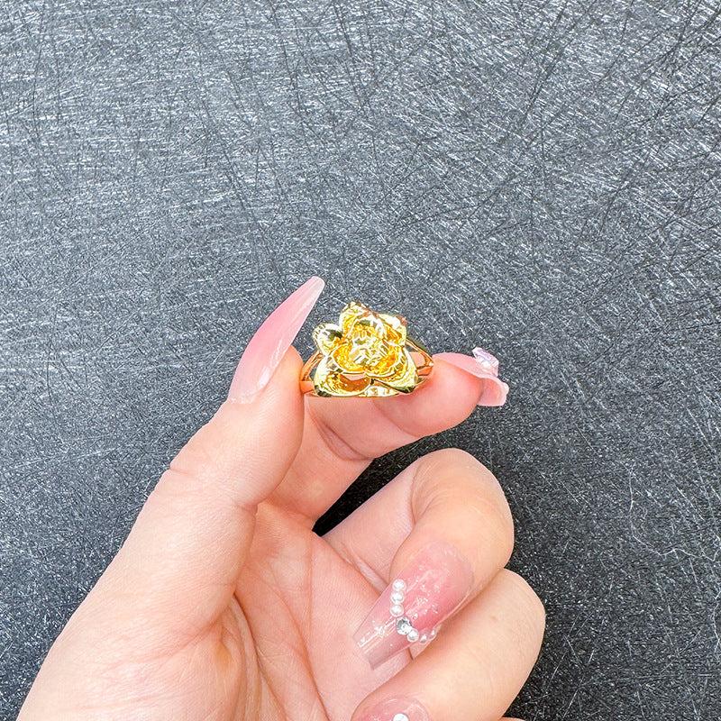 1 Piece Simple Style Flower Brass Plating Open Ring