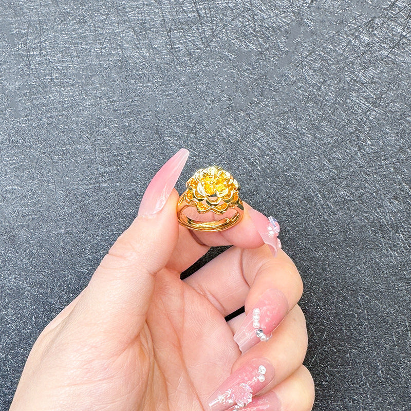 1 Piece Simple Style Flower Brass Plating Open Ring