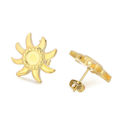 1 Pair Simple Style Sun Plating Stainless Steel Ear Studs