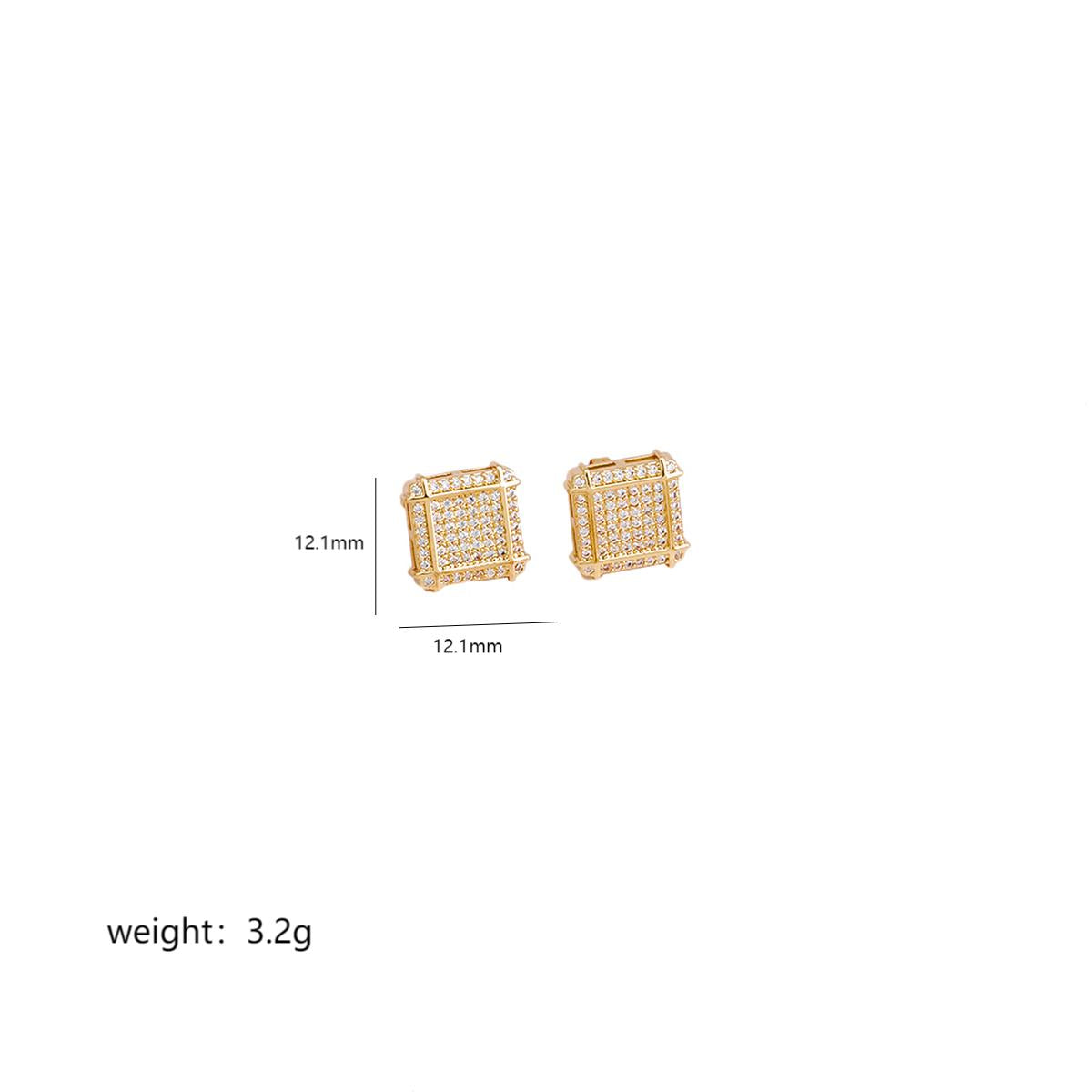 1 Pair Simple Style Square Plating Inlay Copper Zircon 18k Gold Plated White Gold Plated Ear Studs