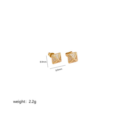 1 Pair Simple Style Square Plating Inlay Copper Zircon 18k Gold Plated White Gold Plated Ear Studs