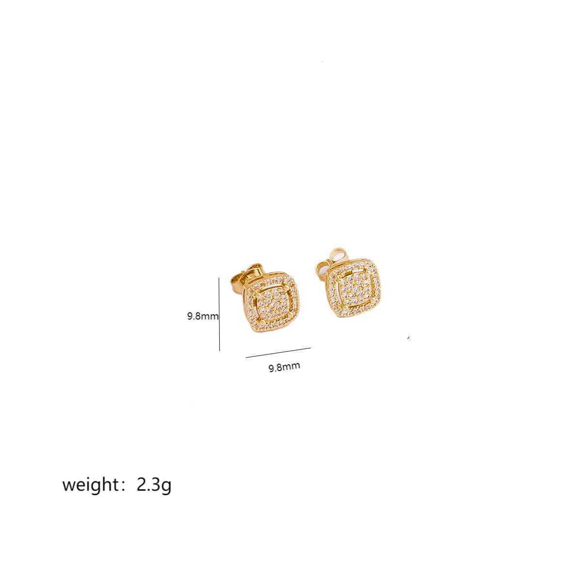 1 Pair Simple Style Square Plating Inlay Copper Zircon 18k Gold Plated White Gold Plated Ear Studs