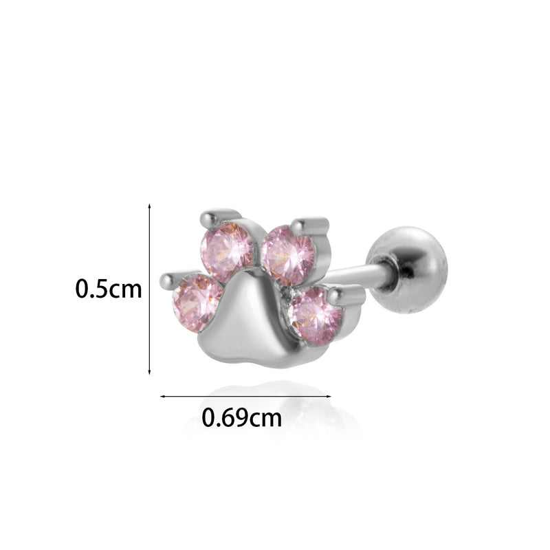 1 Piece Simple Style Classic Style Heart Shape Wings Flower Plating Inlay Stainless Steel Zircon 18k Gold Plated Ear Studs