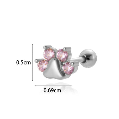 1 Piece Simple Style Classic Style Heart Shape Wings Flower Plating Inlay Stainless Steel Zircon 18k Gold Plated Ear Studs