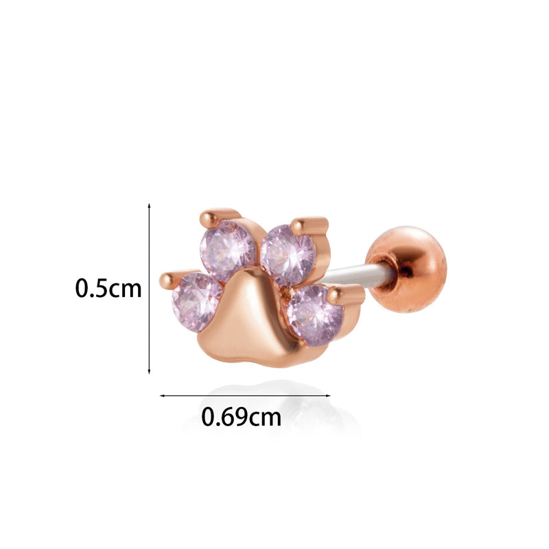 1 Piece Simple Style Classic Style Heart Shape Wings Flower Plating Inlay Stainless Steel Zircon 18k Gold Plated Ear Studs