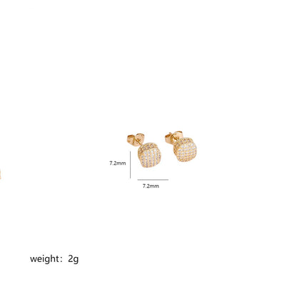 1 Pair Simple Style Geometric Dollar Plating Inlay Copper Zircon 18k Gold Plated White Gold Plated Ear Studs