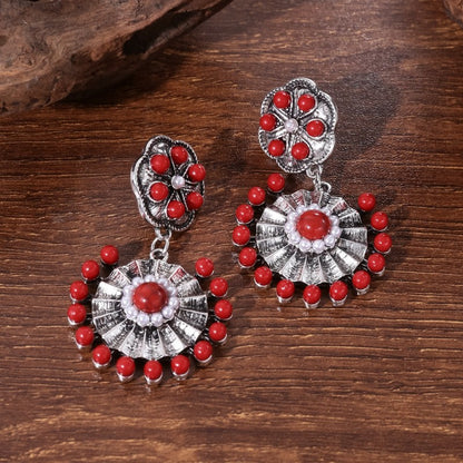 1 Pair Retro Flower Plating Alloy Drop Earrings