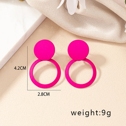 1 Pair Simple Style Korean Style Round Stoving Varnish Iron Drop Earrings