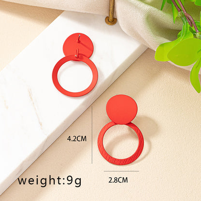 1 Pair Simple Style Korean Style Round Stoving Varnish Iron Drop Earrings