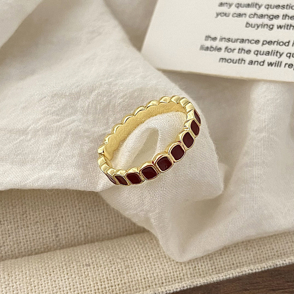 Modern Style Round Copper Enamel Open Rings