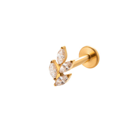 1 Piece Ig Style Vintage Style Leaves Heart Shape Bee Plating Inlay Titanium Alloy Zircon 18k Gold Plated Ear Studs