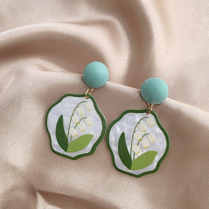 1 Pair Sweet Flower Resin Drop Earrings