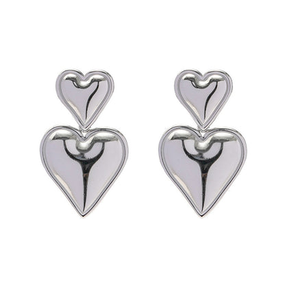 1 Pair Retro Heart Shape Metal Drop Earrings