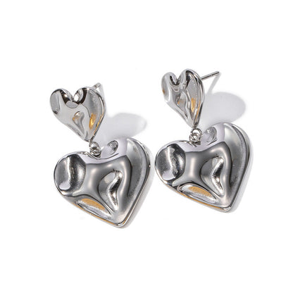 1 Pair Retro Heart Shape Metal Drop Earrings