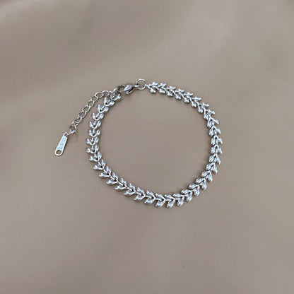 Simple Style Leaf Titanium Steel Plating Bracelets