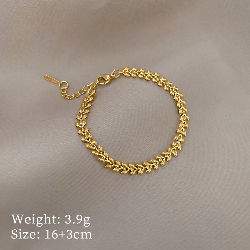 Simple Style Leaf Titanium Steel Plating Bracelets